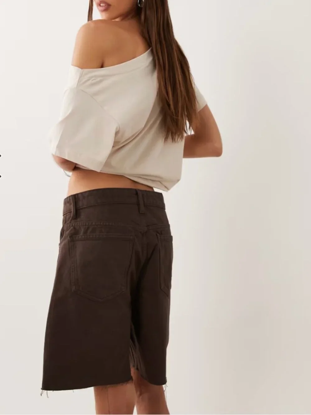 Mango 100% cotton denim shorts in chocolate brown size 8